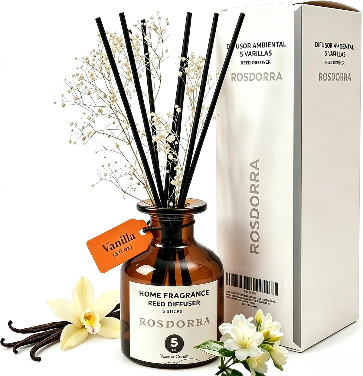 Reed Diffuser Set, 5oz, Vanilla Cream Cozy Scent