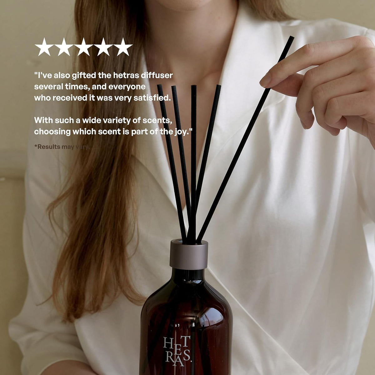 hetras Premium Reed Diffuser Set (Hotel Wood Scent)–Large Capacity Home Fragrance | 16.9 fl.oz (500ml), 1 Pack with 5 Reed Sticks | Warm Woody Aroma | Luxury Decor for Home, Office & Bathroom