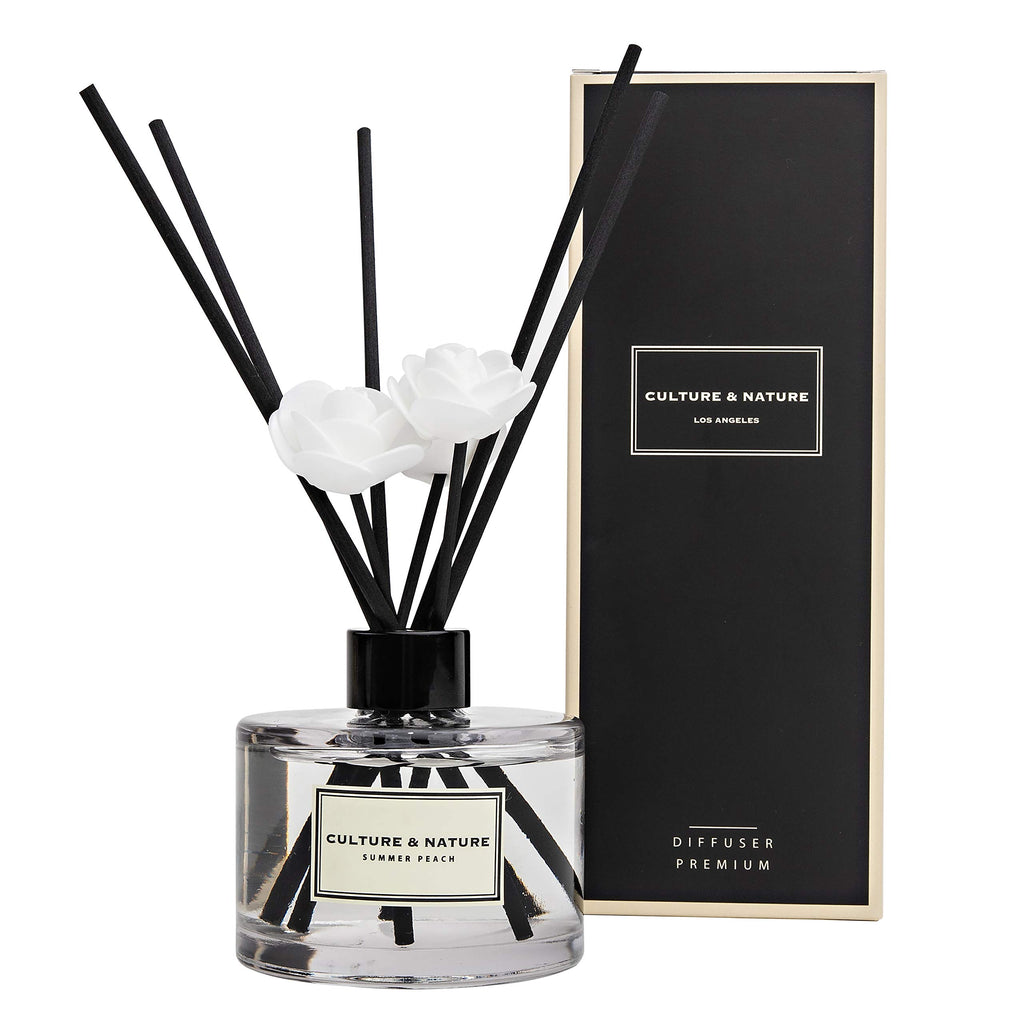 CULTURE & NATURE Reed Diffuser Set 6.7oz (200ml) Black Rose Scented Diffuser with Sticks Home Fragrance Reed Diffuser for Bathroom Shelf Decor