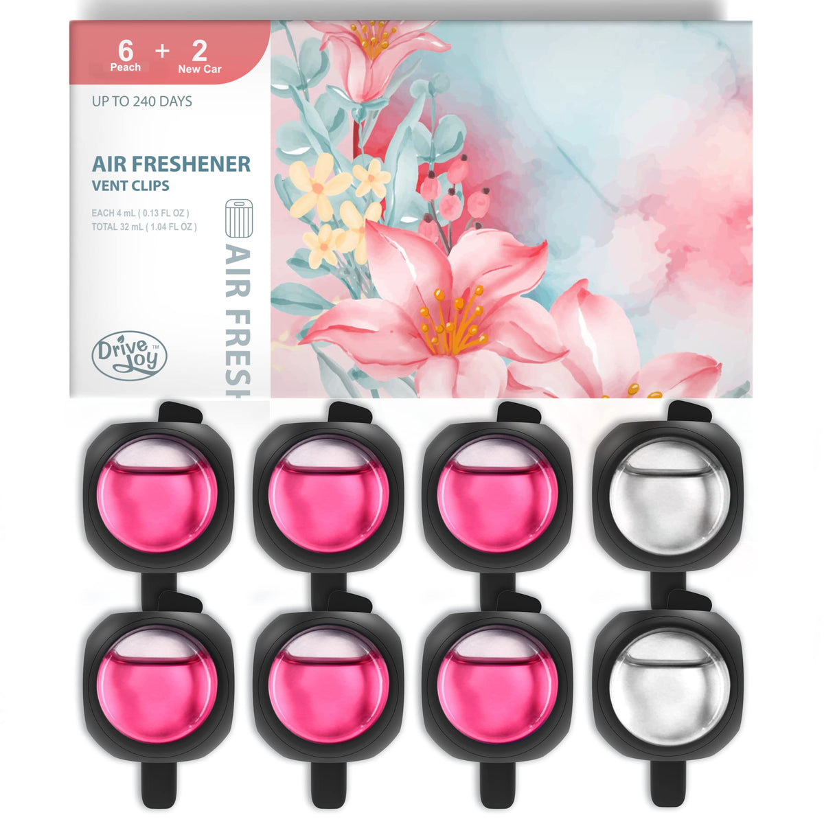 DRIVEJOY Car Air Freshener Vent Clips, 8 PK, 6 Ocean, 2 New Car Scent, Long Lasting Air Fresheners for Men & Women, Up to 240 Days, Odor Eliminator