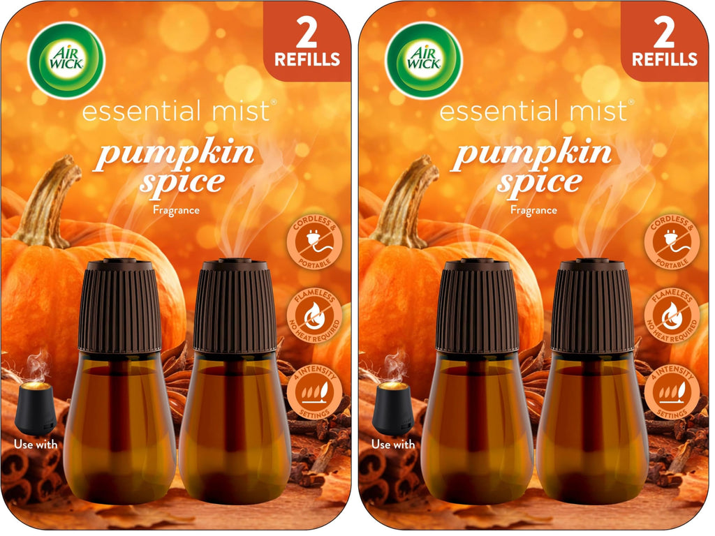 Air Wick Essential Mist Refill, Pumpkin Spice Fall Scent Diffuser Oils, 5ct