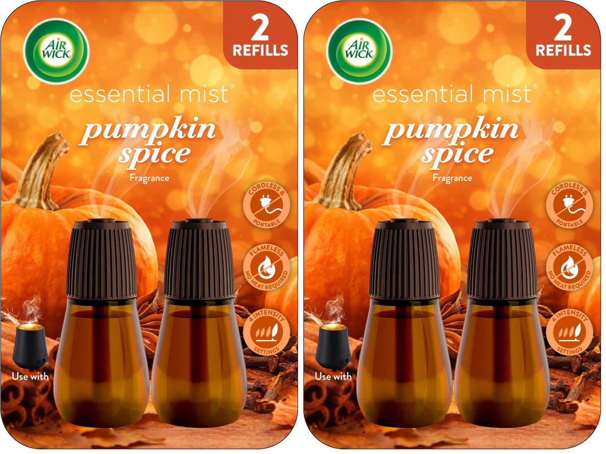Air Wick Essential Mist Refill, Pumpkin Spice Fall Scent Diffuser Oils, 5ct