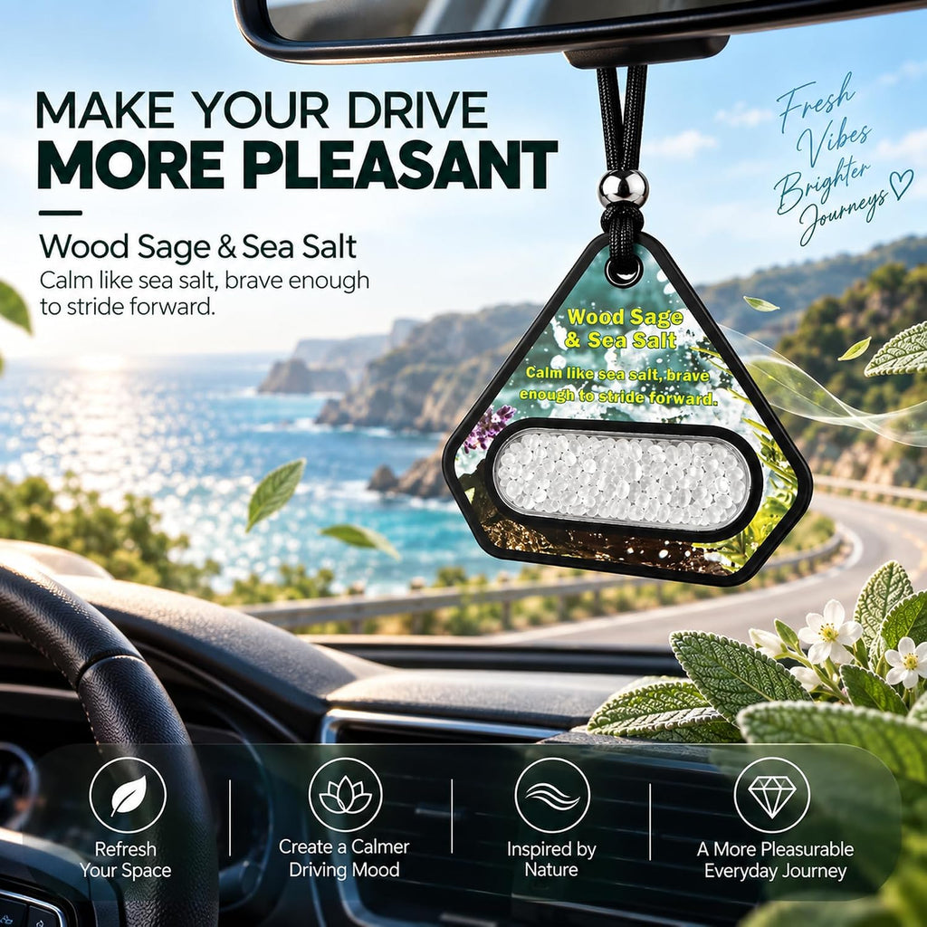 Hanging Car Air Freshener, Solid EVA Beads, Coastal Sage, 3 Pack