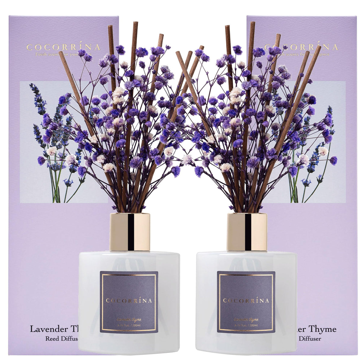 Cocorrína Reed Diffuser Set, Clean Linen 6.7 fl oz Scented Diffuser with Sticks Home Fragrance Reed Diffuser for Bathroom Shelf Décor