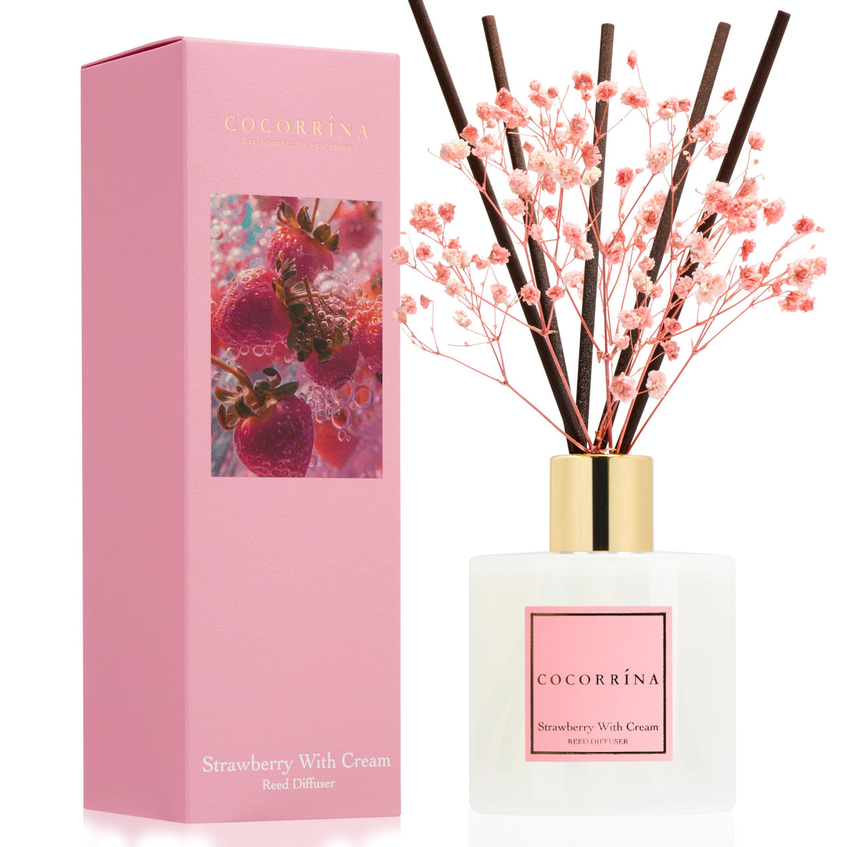 Cocorrína Reed Diffuser Sets, 6.7 fl oz. Black Forest Diffuser with Sticks Home Fragrance Reed Diffuser for Bathroom Shelf Decor