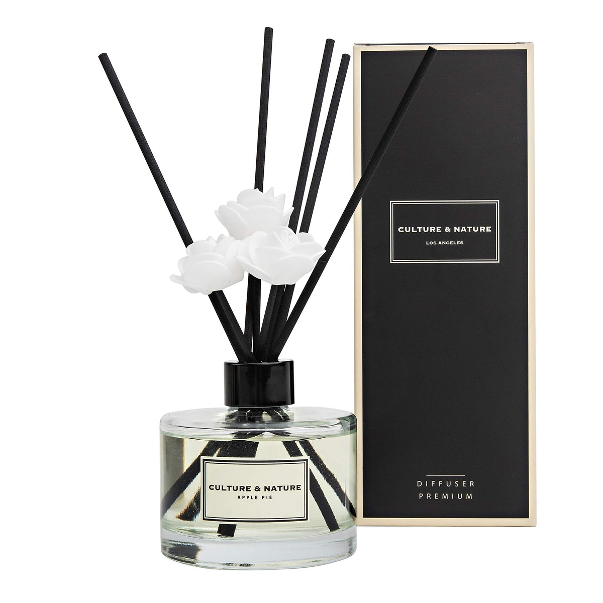 CULTURE & NATURE Reed Diffuser Set 6.7oz (200ml) Clean Cotton Scented Diffuser with Sticks Home Fragrance Reed Diffuser for Bathroom Shelf Decor