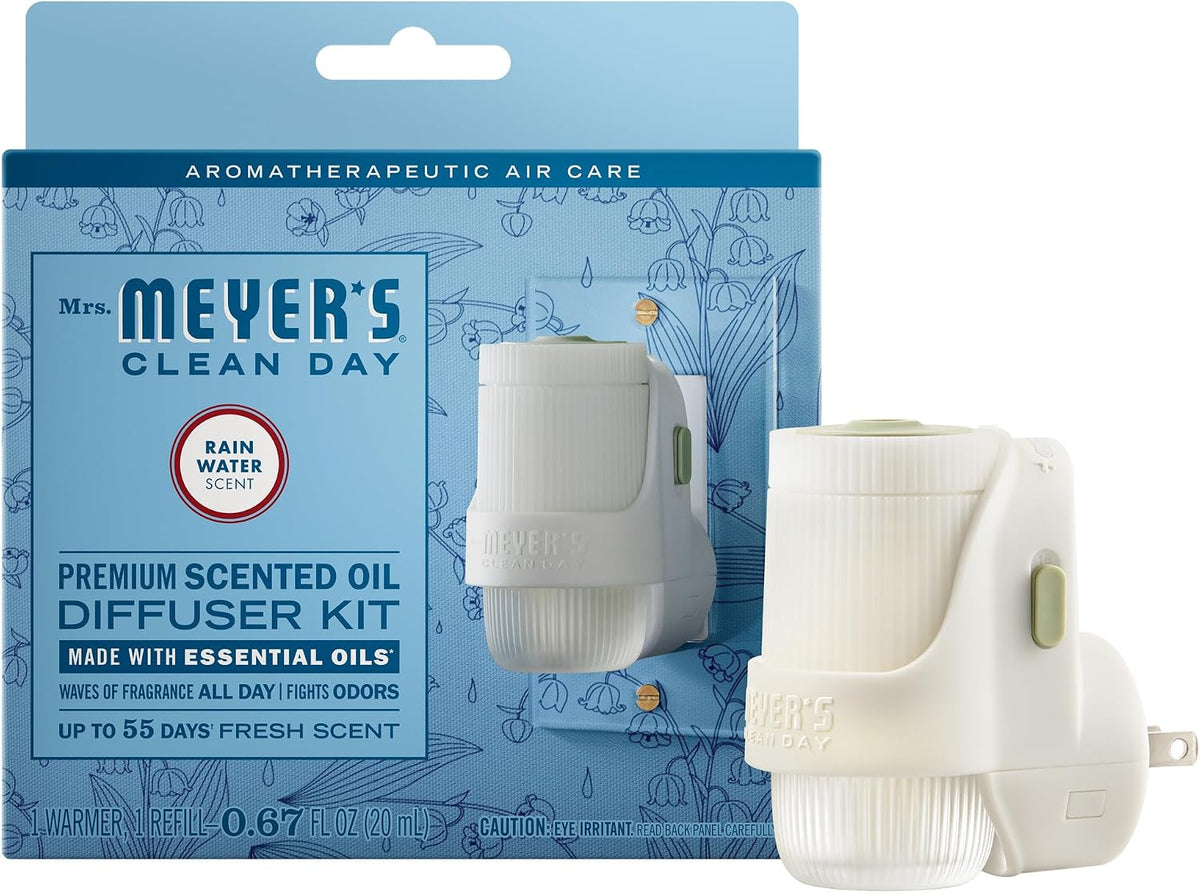 MRS. MEYER'S CLEAN DAY Scented Oil, Rain Water, 1 Warmer and Refill