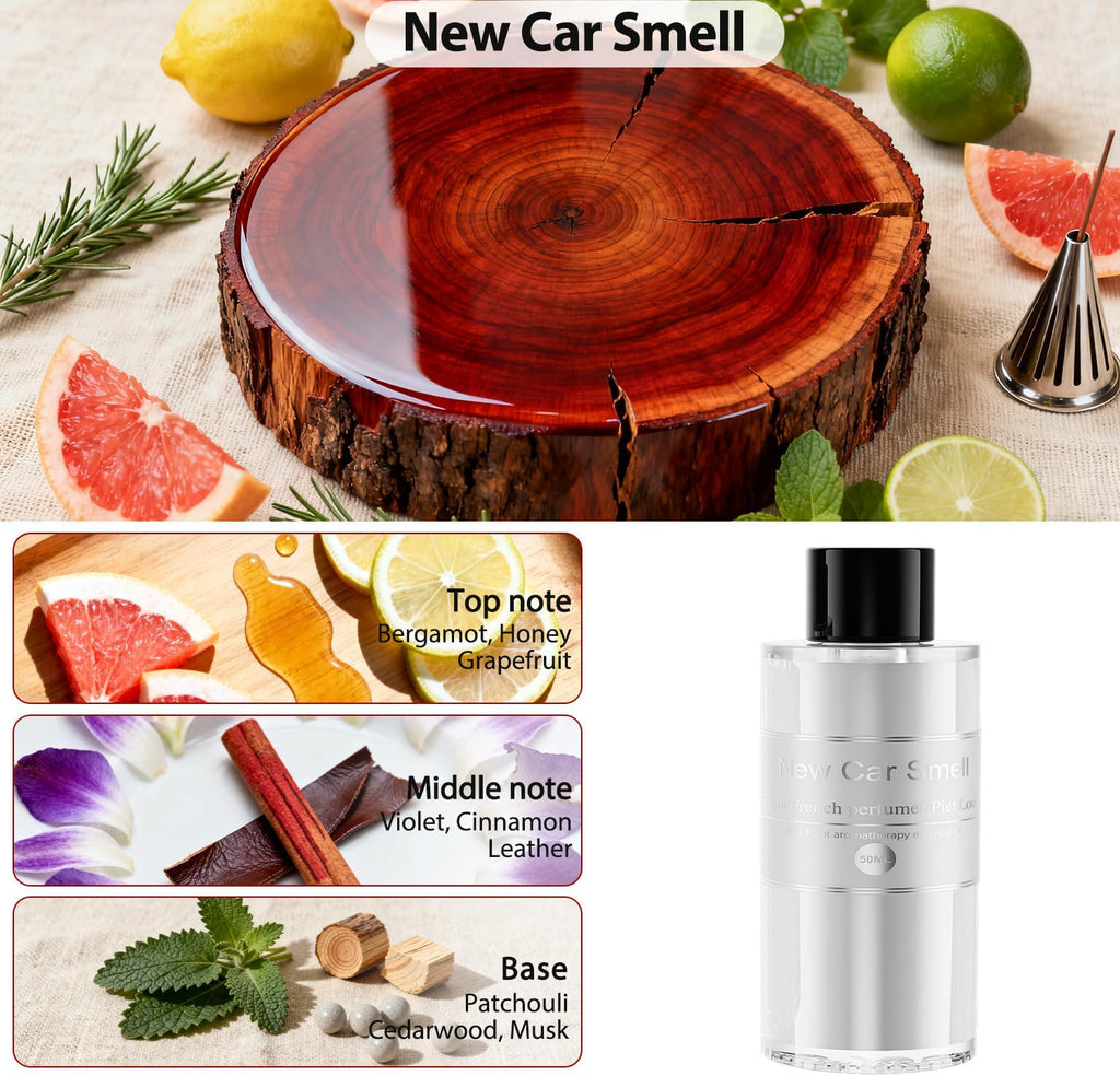 Amor Lyris 2 Packs Essential Oil Refill for Smart Car Air Freshener, 3.5OZ Car Diffuser Refill, Aromatherapy Perfume Refill Can be Used for 4-8 Months, Made with Natural Plant Extracts, New Car Smell