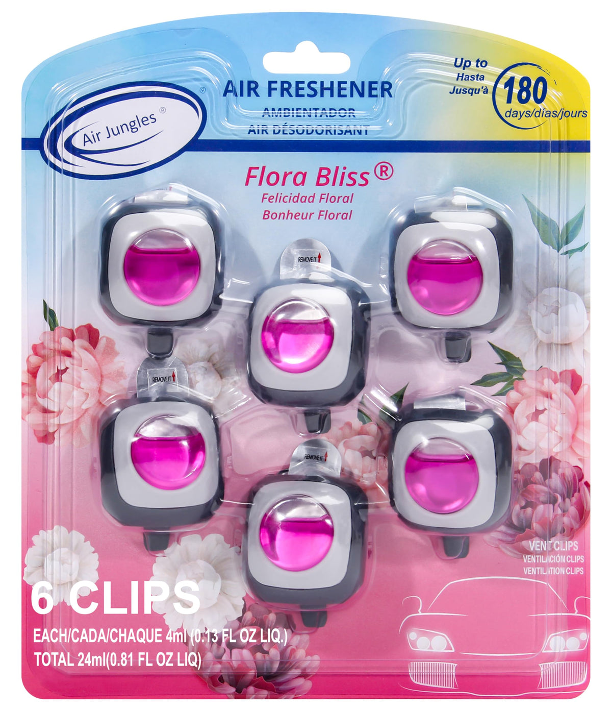 Air Jungles New Car Scent Car Air Freshener Vent Clip 6 Ct, Long Lasting