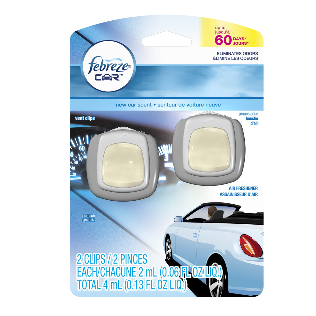 Febreze Car Air Freshener Vent Clip Platinum Ice Scent, .07 oz. Car Vent Clip, Pack of 4