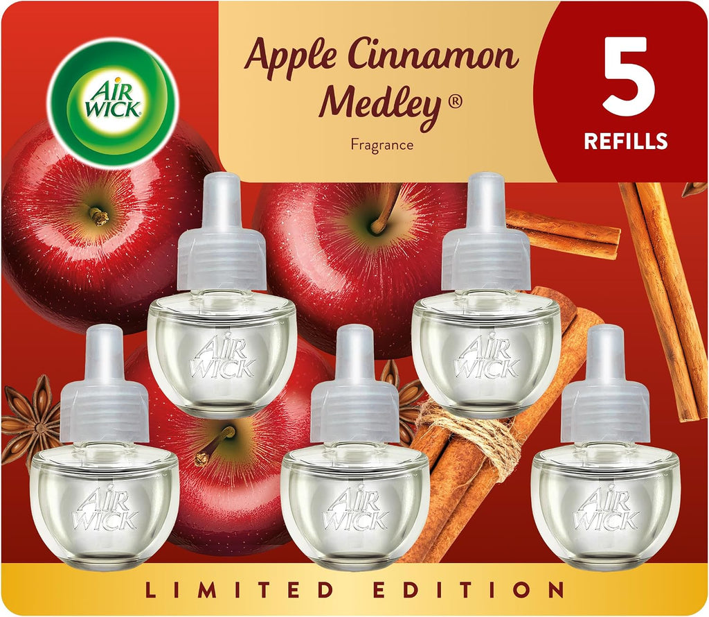 Air Wick Plug In Refill, Apple Cinnamon Medley, Essential Oils, 5 count