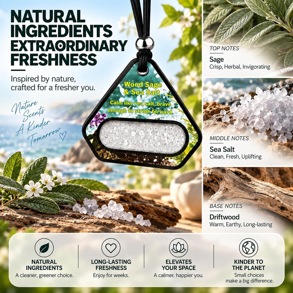 Hanging Car Air Freshener, Solid EVA Beads, Coastal Sage, 3 Pack