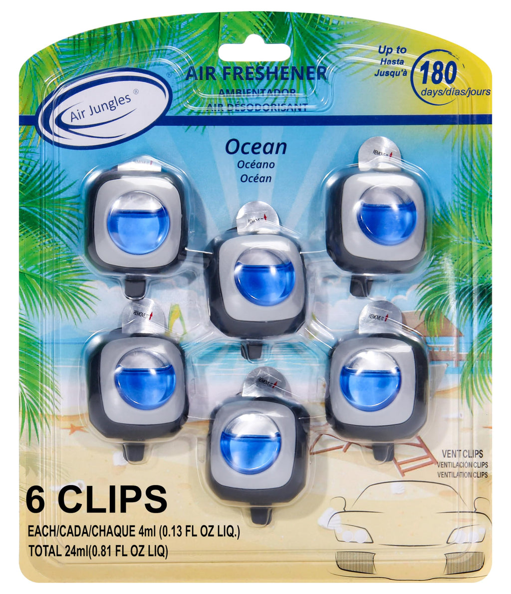Air Jungles New Car Scent Car Air Freshener Vent Clip 6 Ct, Long Lasting
