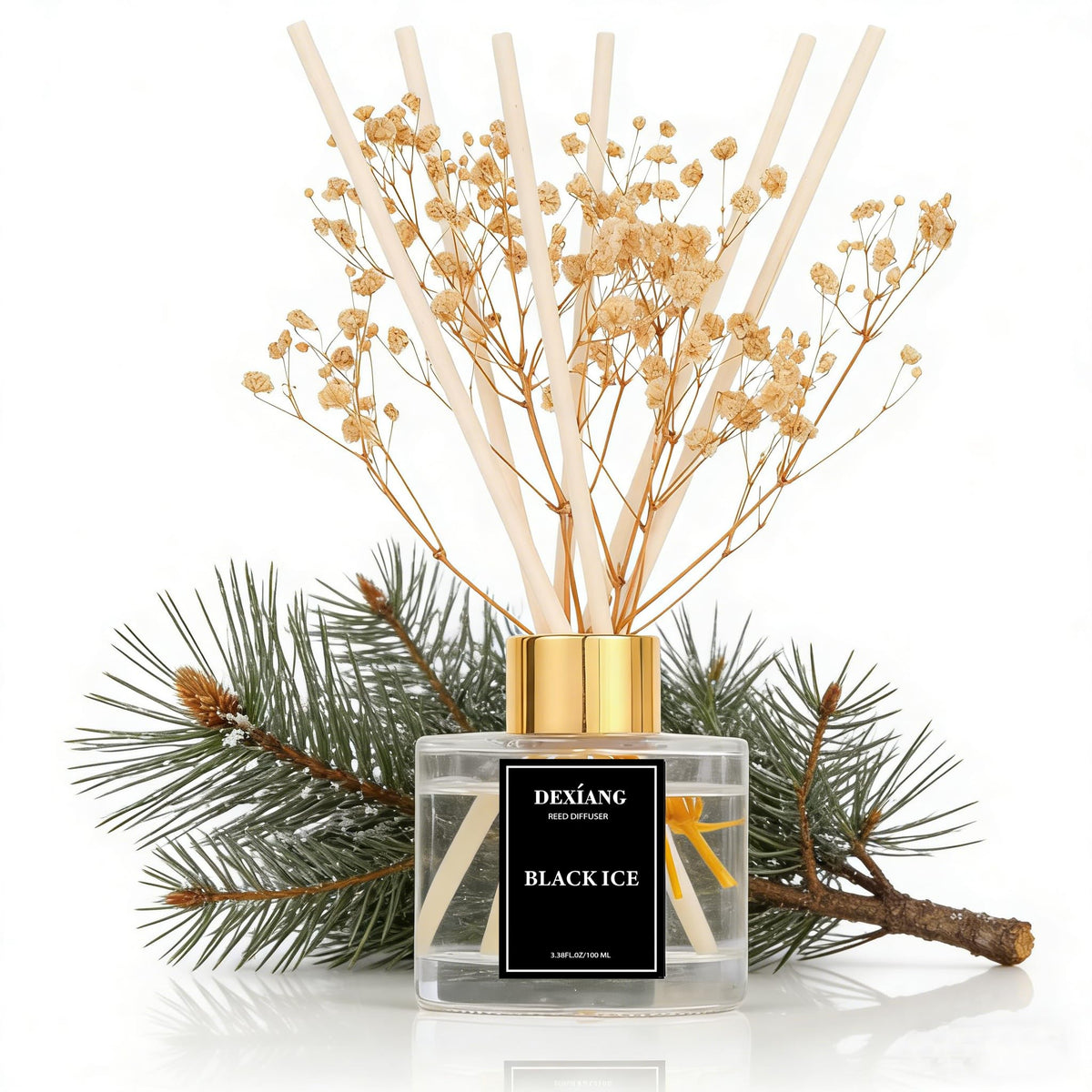 Reed Diffuser Set,3.38 fl oz (100 ml) - Lemon Verbena Oil Diffusers with 6 Reed Sticks for Bathroom Shelf Decor
