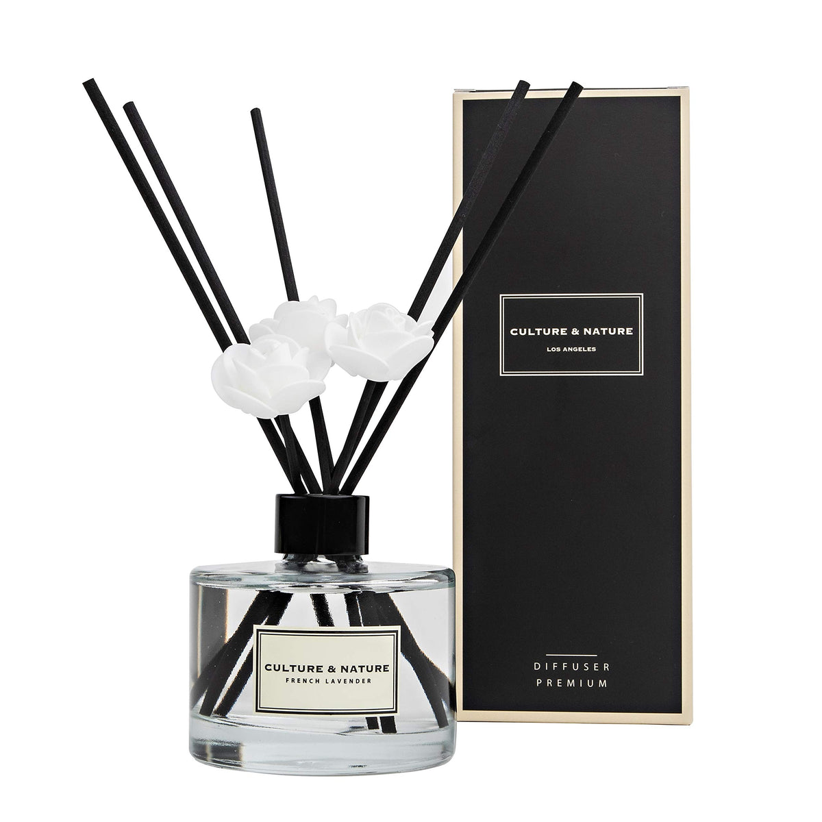 CULTURE & NATURE Reed Diffuser Set 6.7oz (200ml) Black Rose Scented Diffuser with Sticks Home Fragrance Reed Diffuser for Bathroom Shelf Decor