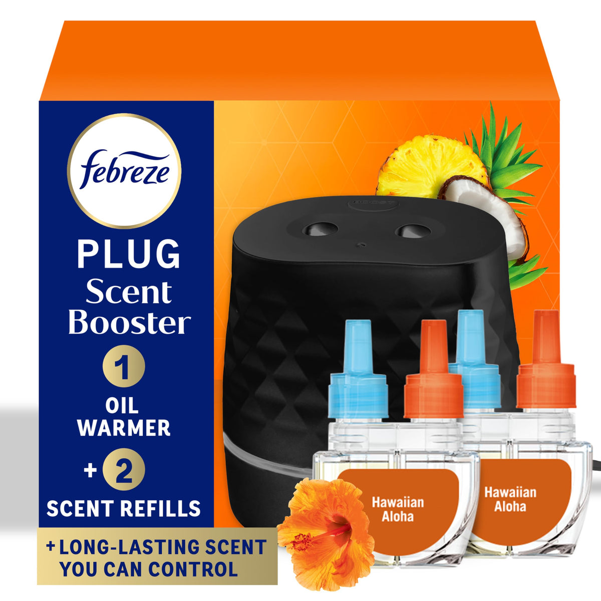 Febreze Plug Scent Booster Air Freshener Oil Diffuser + 2 Downy Calm Refill