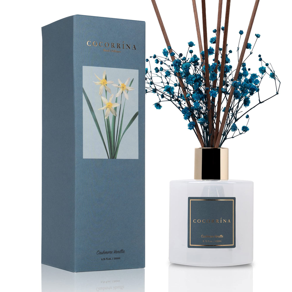 Cocorrína Reed Diffuser Sets- Eucalyptus & Moss Scented Diffuser with Sticks Home Fragrance Reed Diffuser for Bathroom Shelf Decor