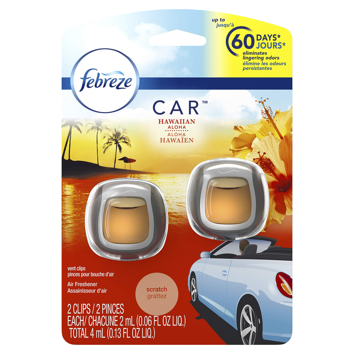Febreze Car Air Freshener Vent Clip Platinum Ice Scent, .07 oz. Car Vent Clip, Pack of 4