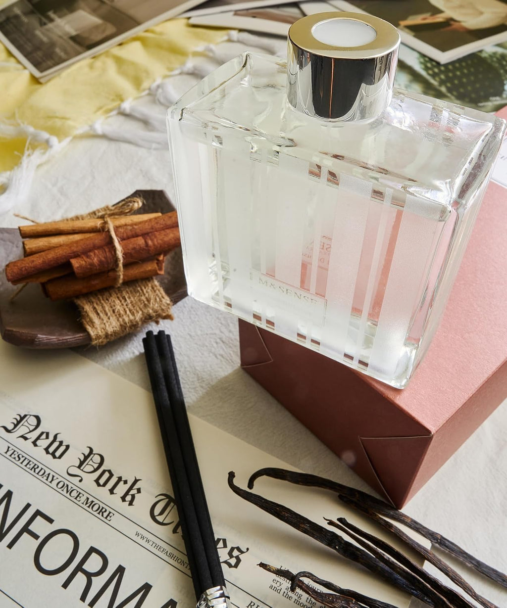 M&SENSE Reed Diffuser, Cinnamon Vanilla, 7.04 oz Natural Essential Oil