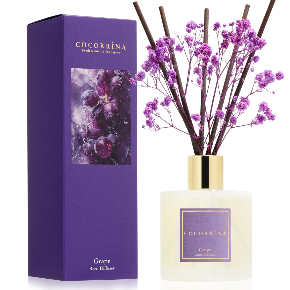 Cocorrína Reed Diffuser Sets, 6.7 fl oz. Black Forest Diffuser with Sticks Home Fragrance Reed Diffuser for Bathroom Shelf Decor