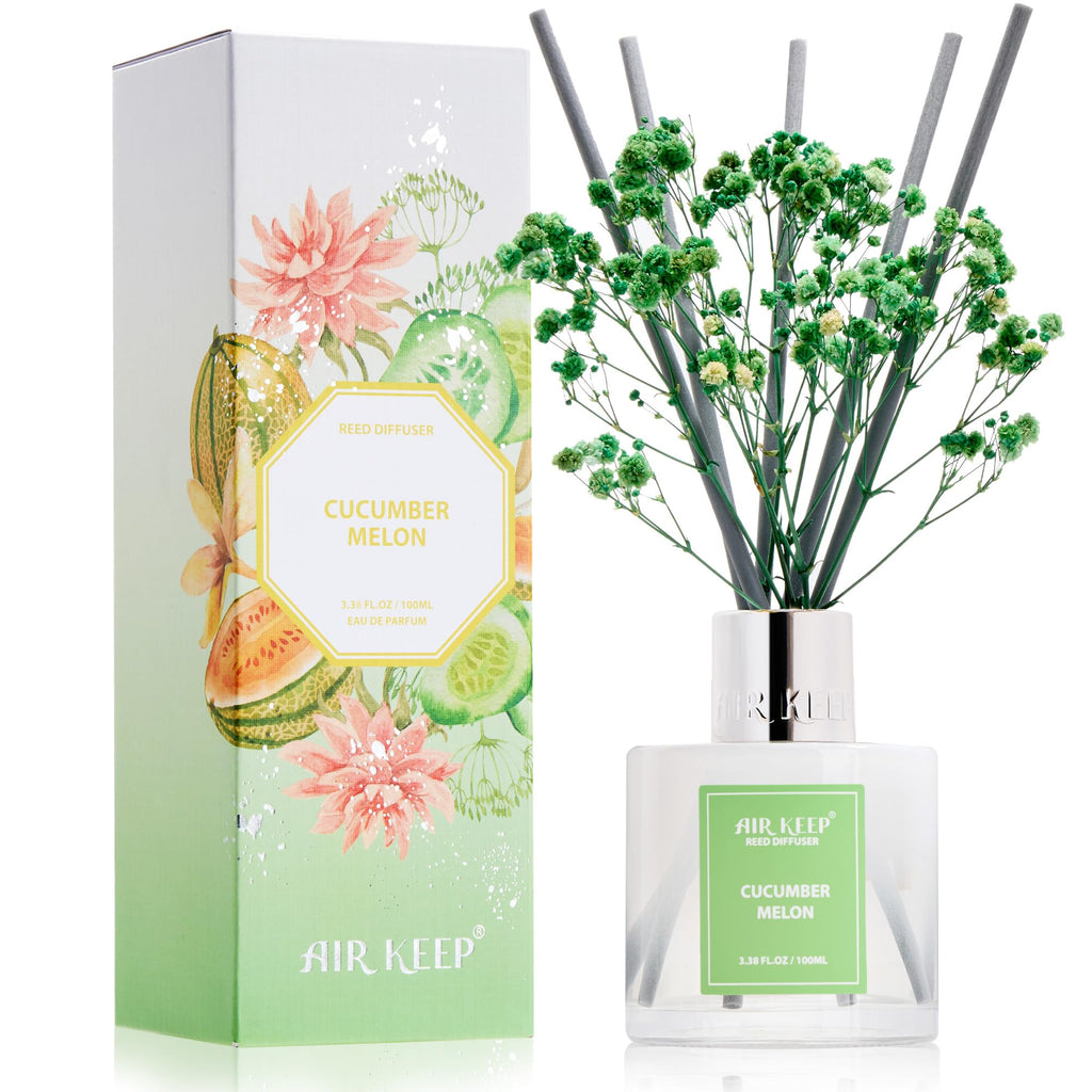 Airkeep Reed Diffuser Set,3.38 fl oz (100 ml) - Cinnamon Vanilla Oil Diffusers with 8 Reed Sticks, Home Fragrance Reed Diffuser for Bathroom Shelf Decor
