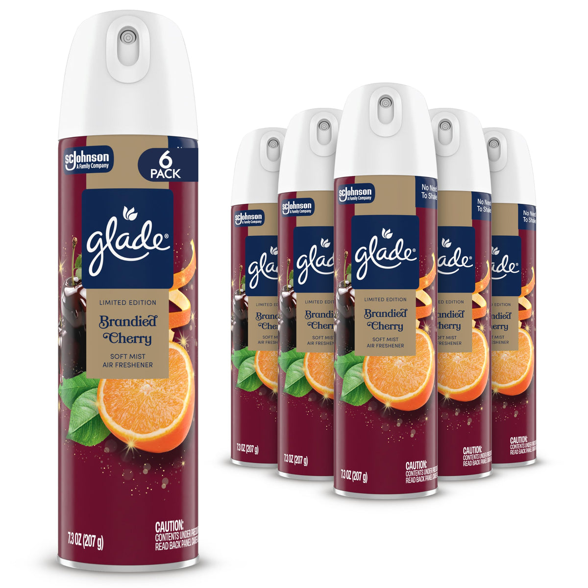 Glade Soft Mist Odor Fighting Aerosol Air Freshener, Twinkling Pine & Cedar, 7.3oz, 6 count