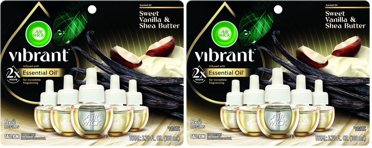Air Wick Vibrant Plug In Scented Oil Refills,Sweet Vanilla &Shea Butter,4ct