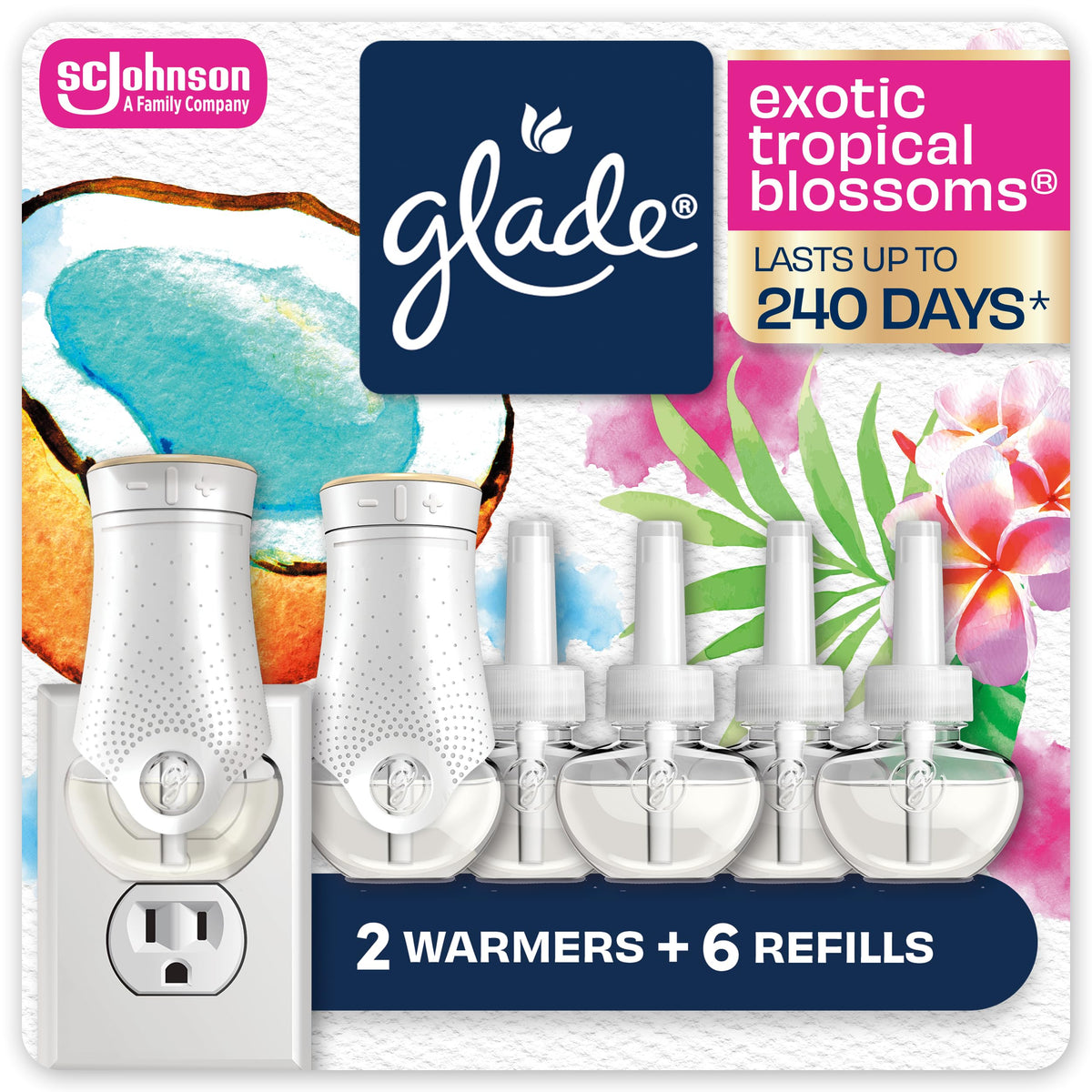 Glade PlugIns Air Freshener Starter Kit, Scented and Essential Oils for Home and Bathroom, Cashmere Woods, 4.02 Fl Oz, 2 Warmers and 6 Refills