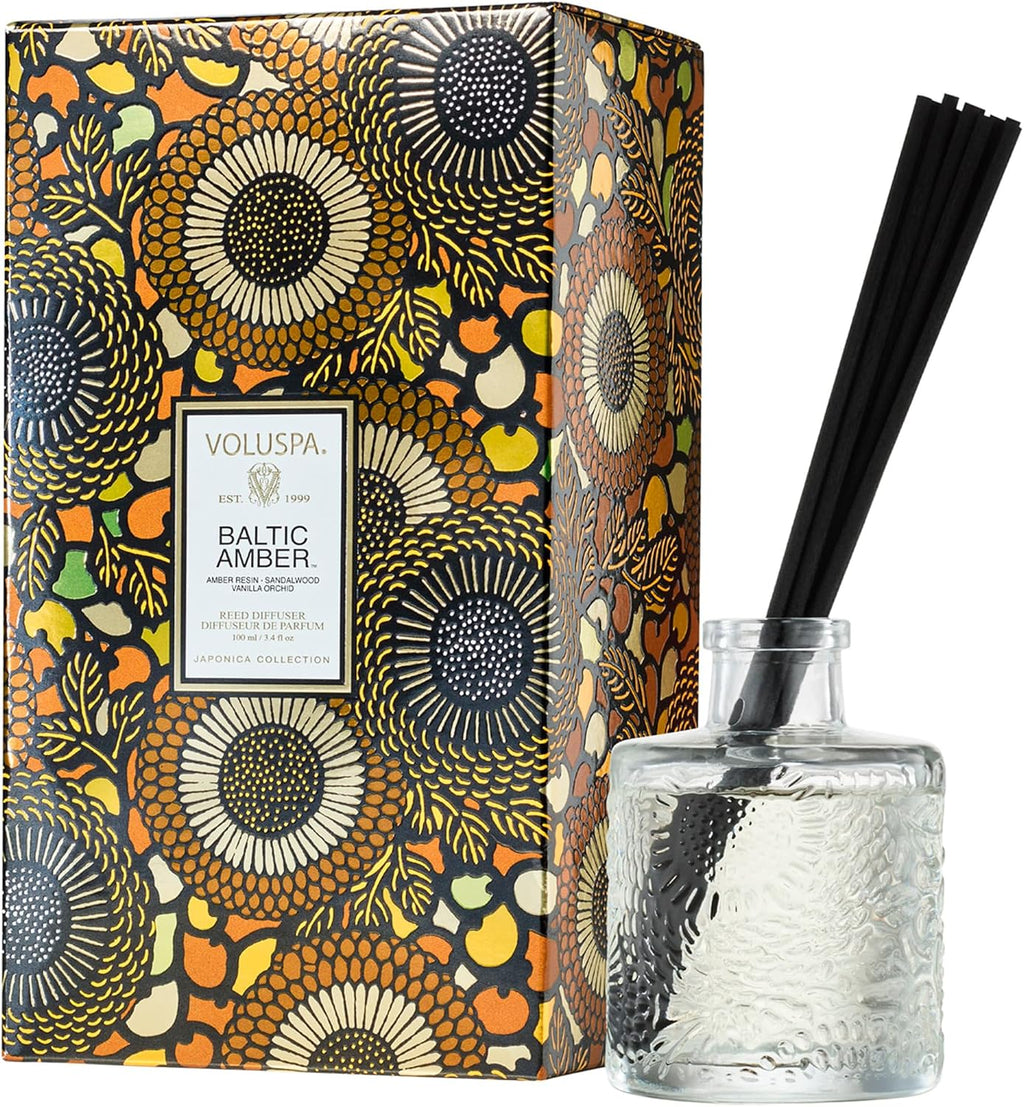 Voluspa Baltic Amber Oil Reed Diffuser, 3.4 Oz Home Fragrance