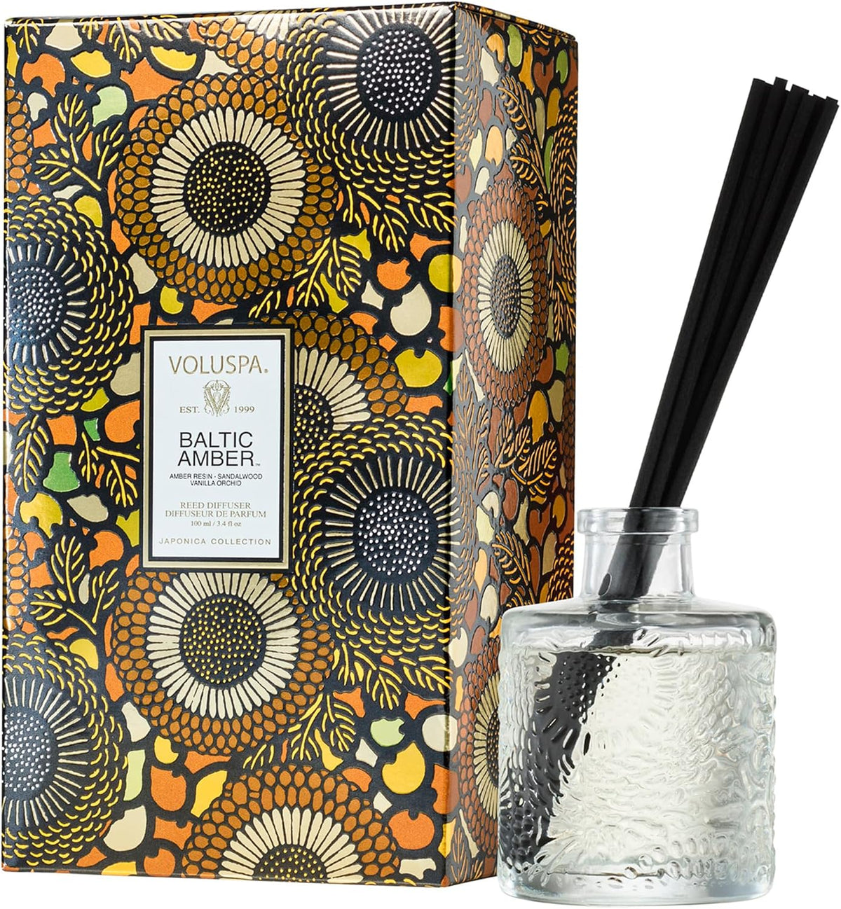 Voluspa Baltic Amber Oil Reed Diffuser, 3.4 Oz Home Fragrance