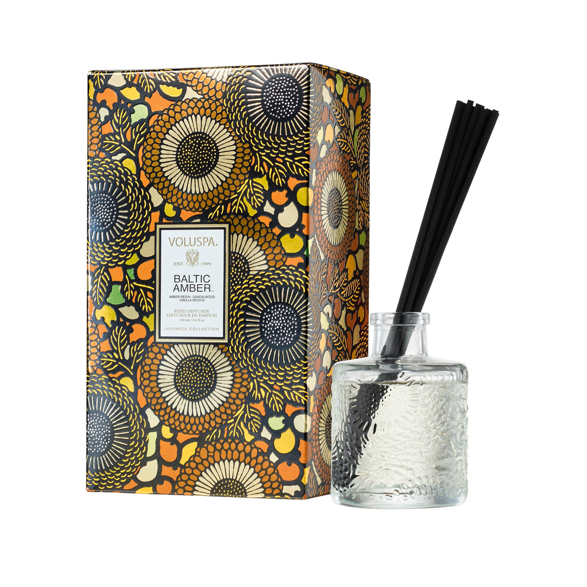 Voluspa Baltic Amber Oil Reed Diffuser, 3.4 Oz Home Fragrance