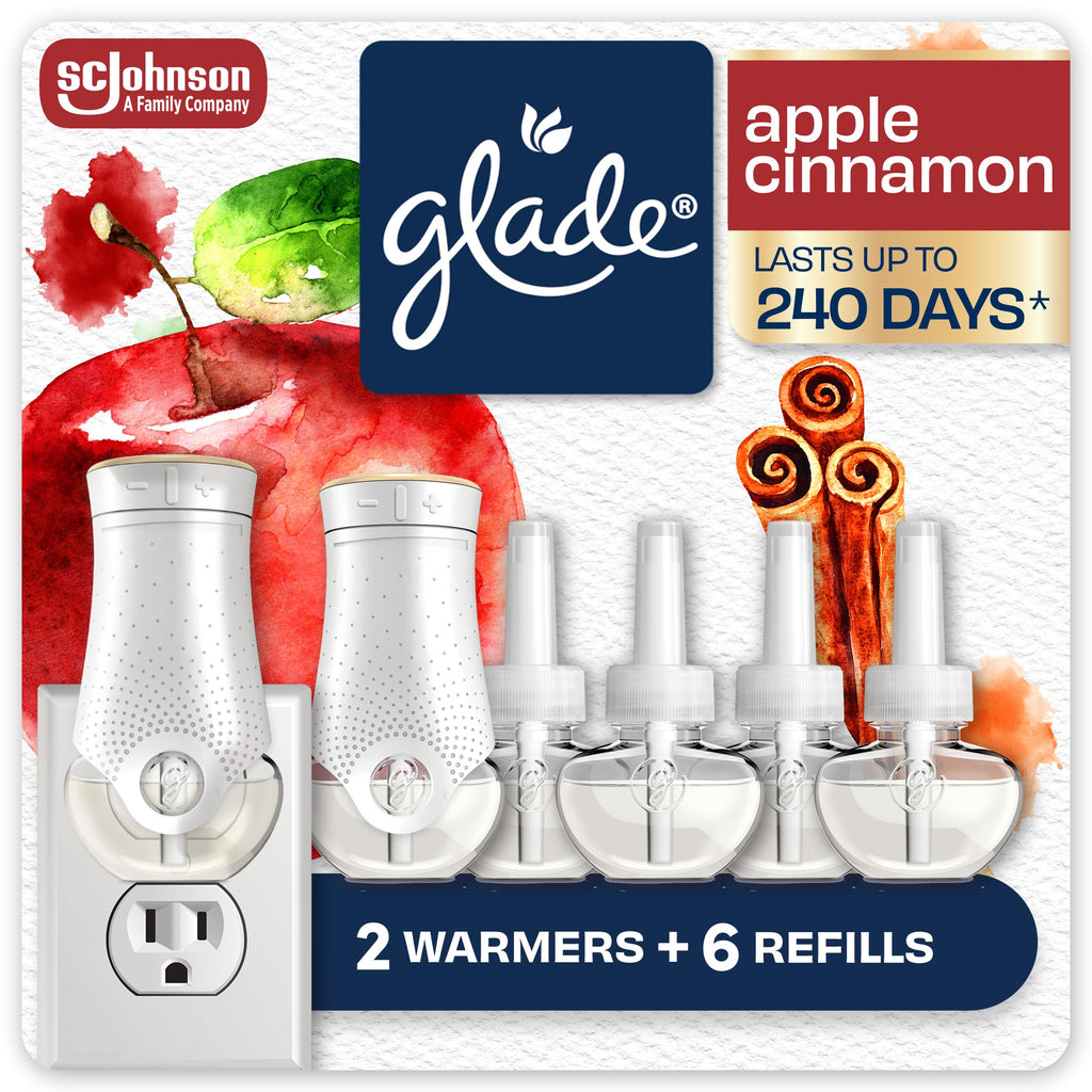 Glade PlugIns Air Freshener Starter Kit, Scented and Essential Oils for Home and Bathroom, Cashmere Woods, 4.02 Fl Oz, 2 Warmers and 6 Refills