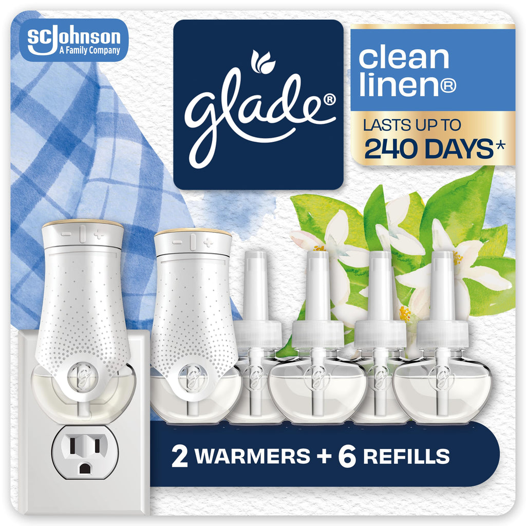 Glade PlugIns Air Freshener Starter Kit, Scented and Essential Oils for Home and Bathroom, Cashmere Woods, 4.02 Fl Oz, 2 Warmers and 6 Refills