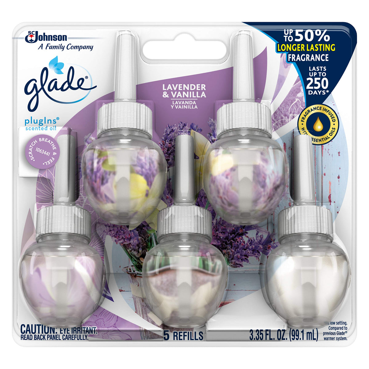 Glade PlugIns Air Freshener Refills, Lavender & Aloe, 5 Count