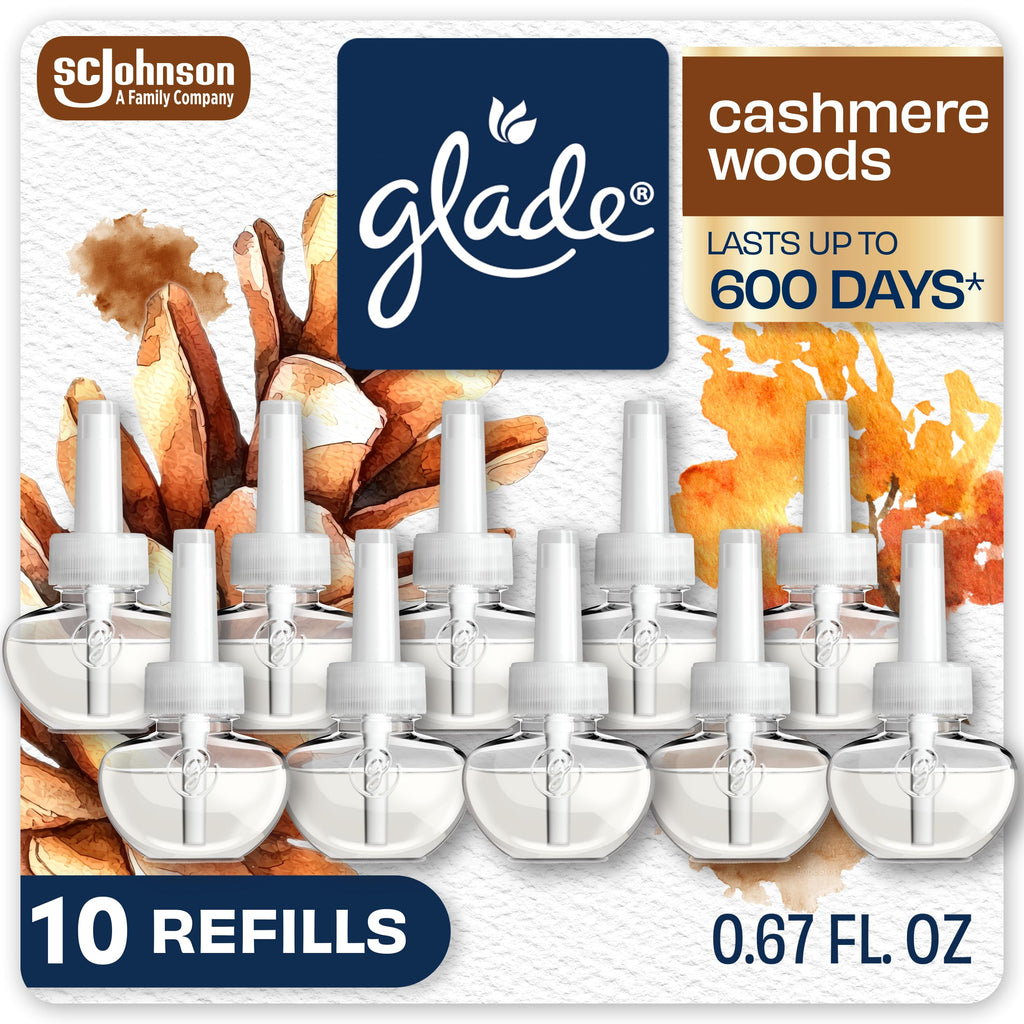 Glade PlugIns Air Freshener Refills, Cashmere Woods, 10 Count