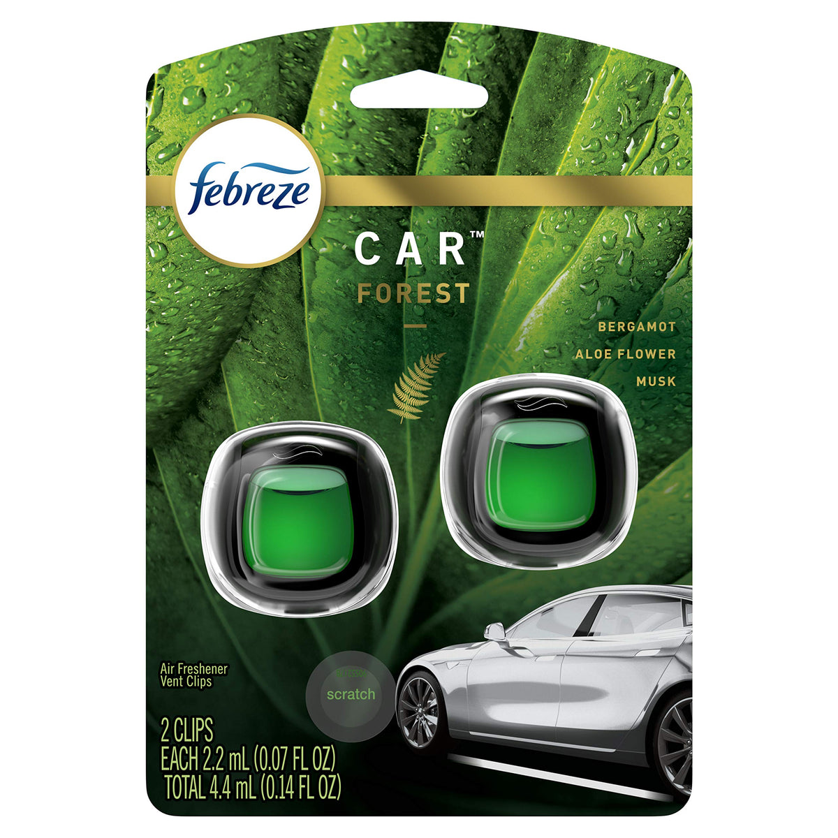 Febreze Car Air Freshener Vent Clip Platinum Ice Scent, .07 oz. Car Vent Clip, Pack of 4