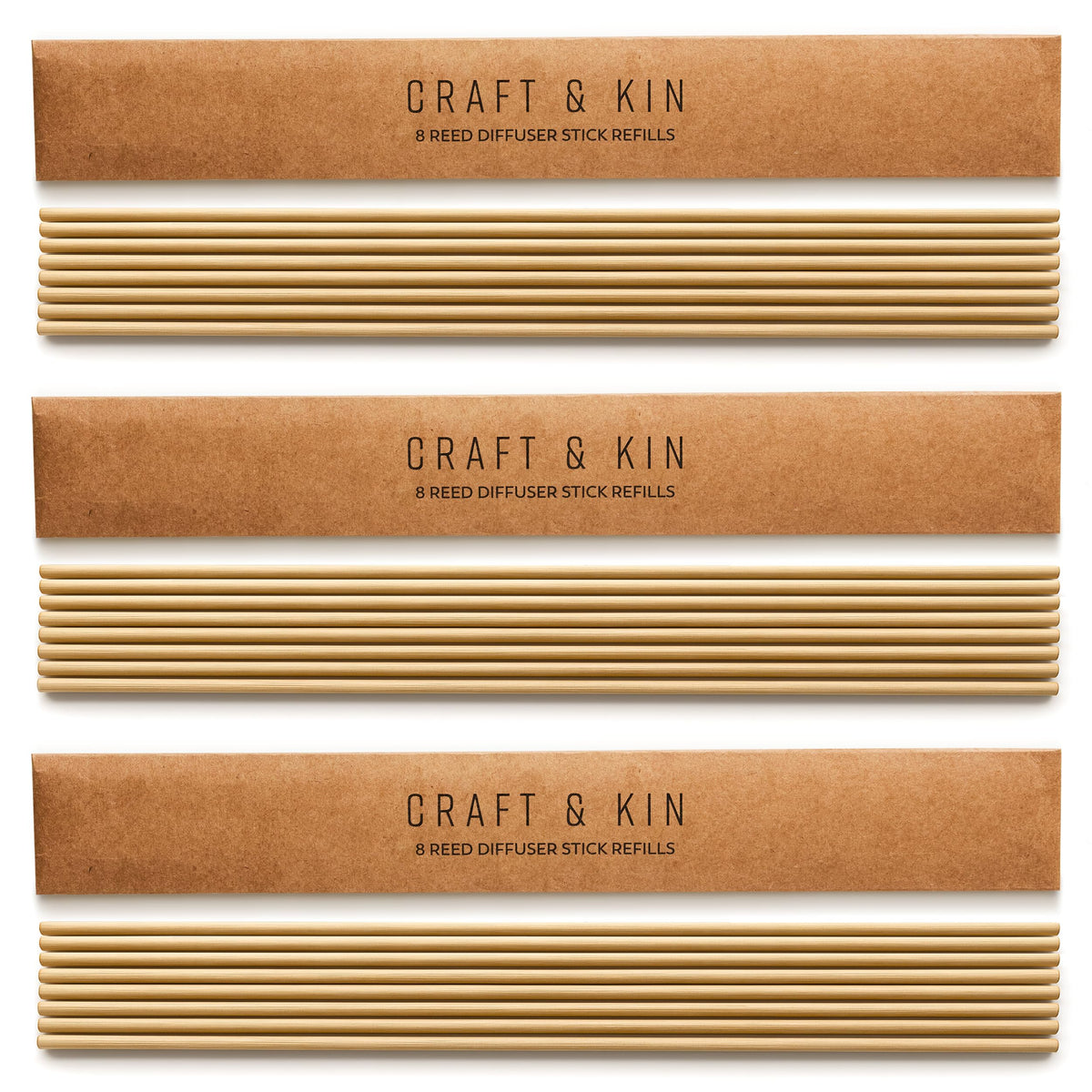 Craft & Kin Sage, Mint & Lavender Reed Diffuser – 5.75 oz Essential Oil Diffuser for Home & Bathroom – Up to 120-Day Fragrance with 8 Rattan Scent Sticks – Amber Glass Room Decor