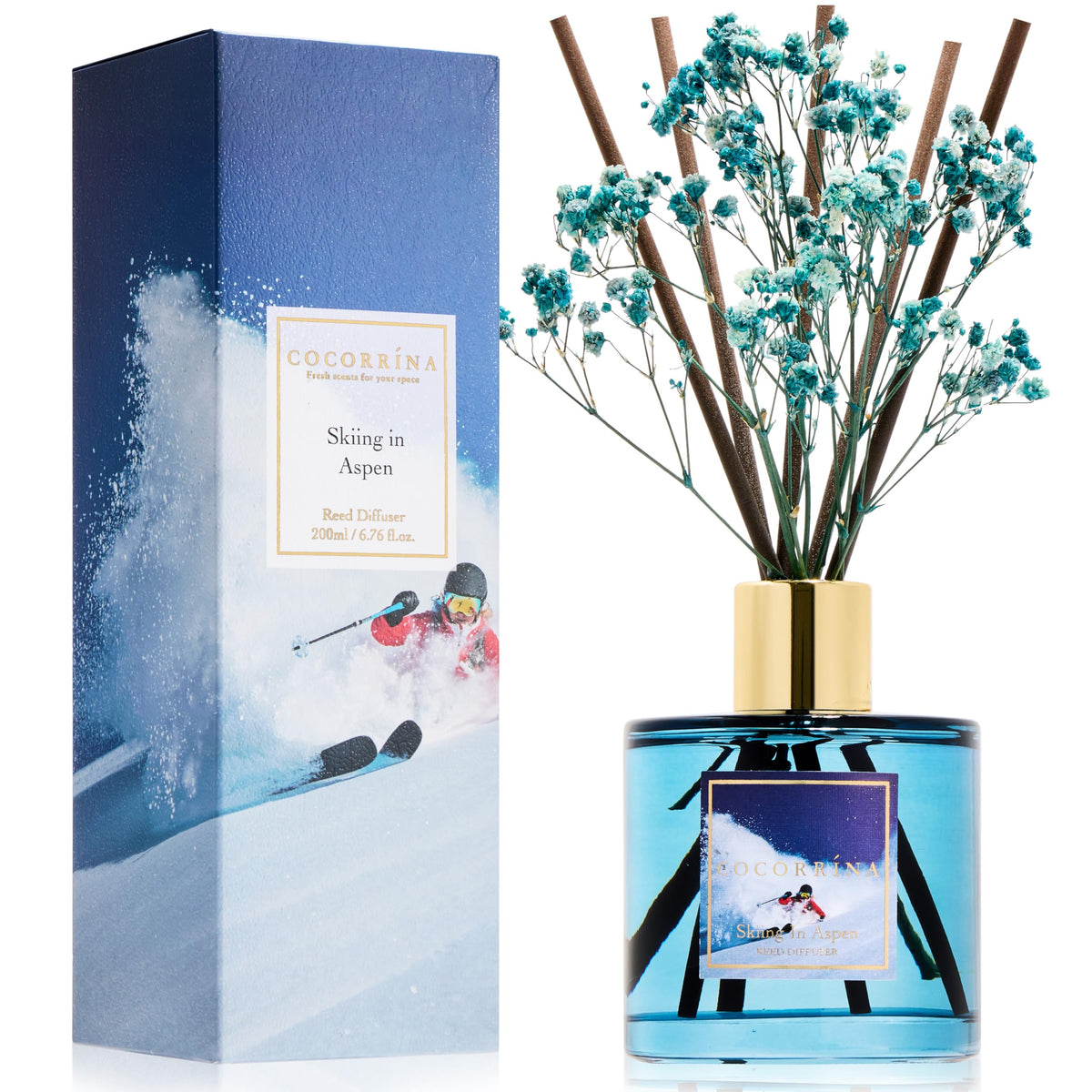 Cocorrína Reed Diffuser Set, Clean Linen 6.7 fl oz Scented Diffuser with Sticks Home Fragrance Reed Diffuser for Bathroom Shelf Décor
