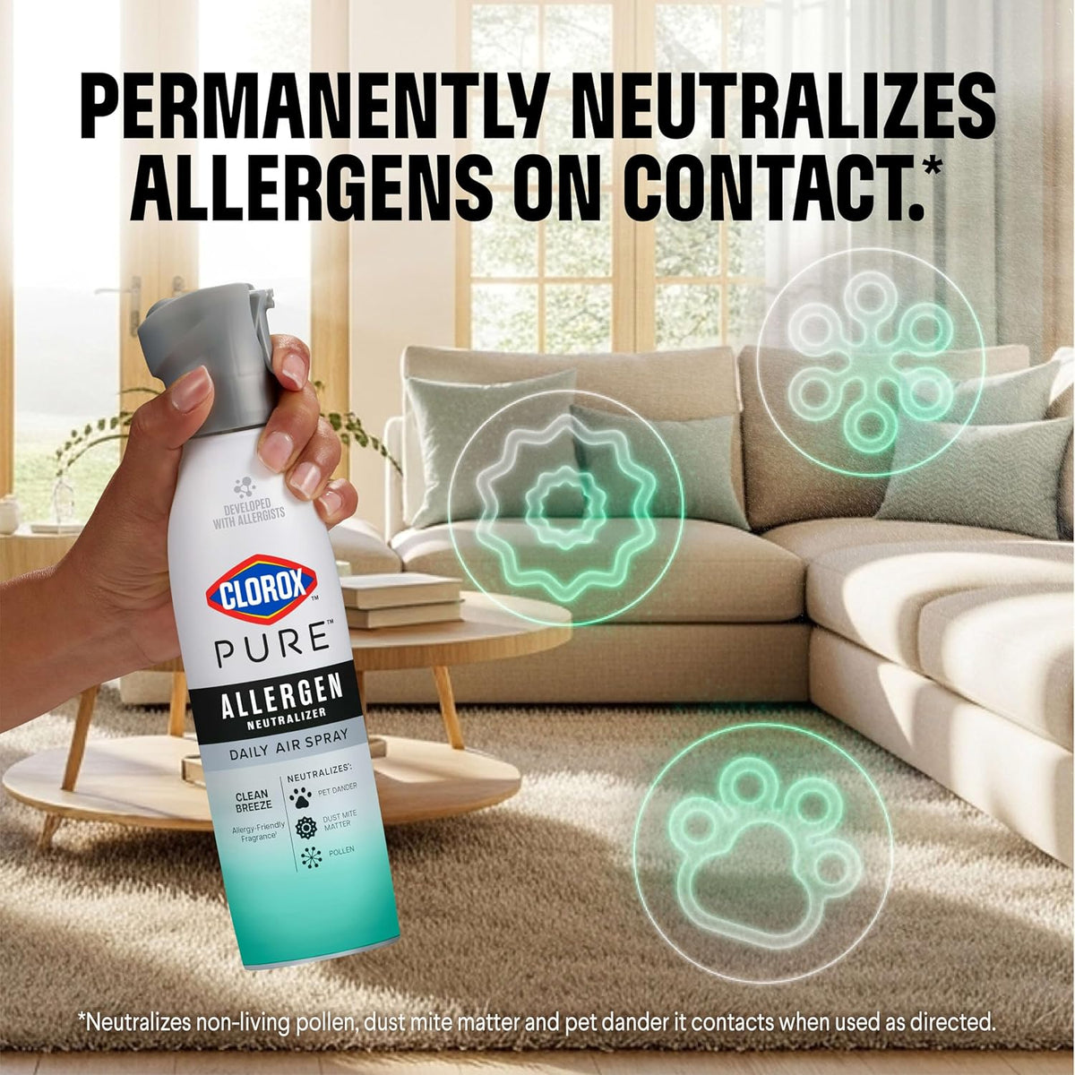 Clorox PURE Allergen Neutralizer Daily Air Spray, Clean Breeze, 8 fl. oz.